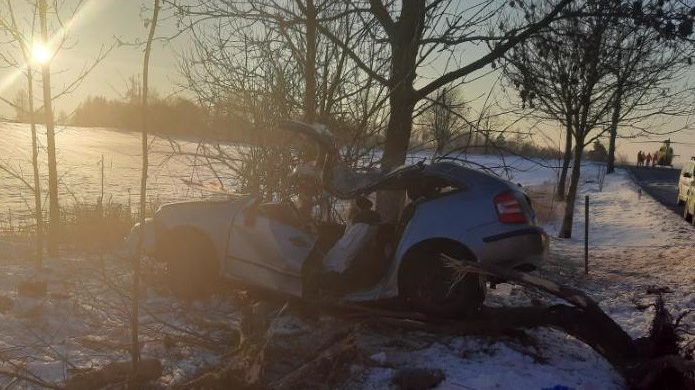 Auto na Žďársku po smyku vylétlo ze silnice do stromu, řidič nepřežil